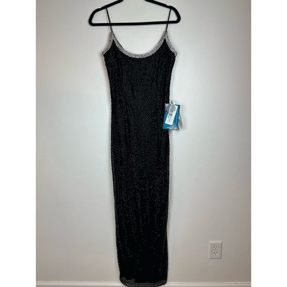 NWT Mac Duggal BEADED SPAGHETTI STRAP COLUMN GOWN #93551 - Picture 1 of 11